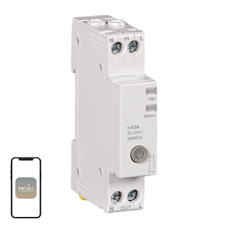 Releu smart WiFi pe șină DIN MOES WCB-A5-TW-E1, cu măsurarea consumului și protecție, Tuya