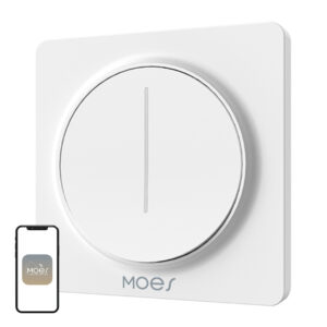 Dimmer tactil Zigbee MOES ZS-SY-EUD, 1 canal, alb, pentru becuri LED dimabile și incandescente
