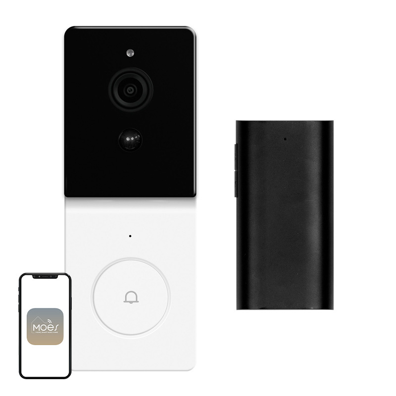 Sonerie video WiFi MOES WDB-TY-B20, 1080p, pe baterie, sonerie de interior 433 MHz inclusă