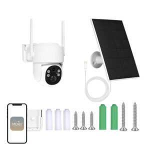 Cameră de exterior rotativă WiFi MOES WCM-J10-S, baterie 9000 mAh și panou solar, 355° / 90°