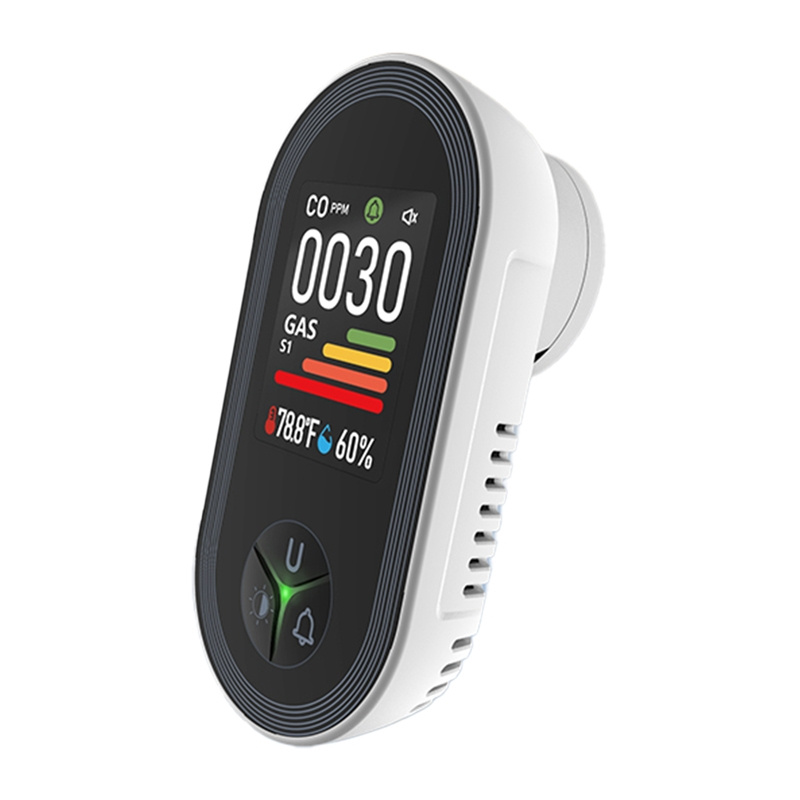 Detector de monoxid de carbon și gaz MOES S02-CG, afișaj color, temperatură și umiditate, în priză