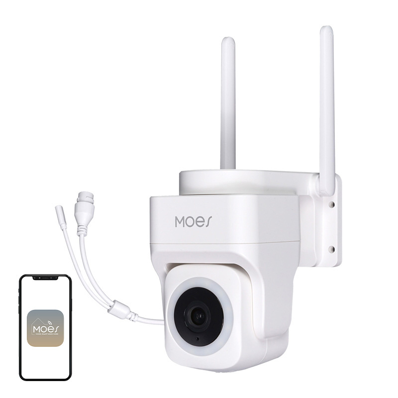 Cameră de exterior rotativă WiFi MOES WCM-B66, 3 MP, 355° / 180°, port Ethernet, vedere color noaptea