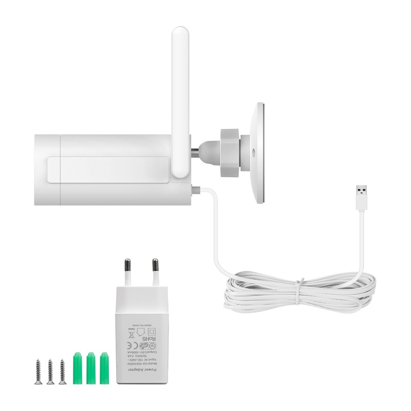 Cameră de exterior WiFi MOES WCM-JD-T1, 3 MP, vedere color noaptea, sirenă, alimentare de la priză