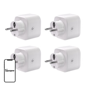 Set 4 prize smart WiFi SONOFF S61s (iPlug Gen2), Matter, 16 A, măsurare consum, Apple Home, Google, Alexa