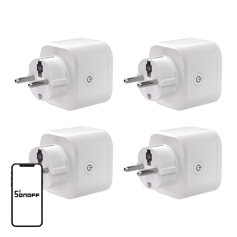 Set 4 prize smart WiFi SONOFF S61s (iPlug Gen2), Matter, 16 A, măsurare consum, Apple Home, Google, Alexa
