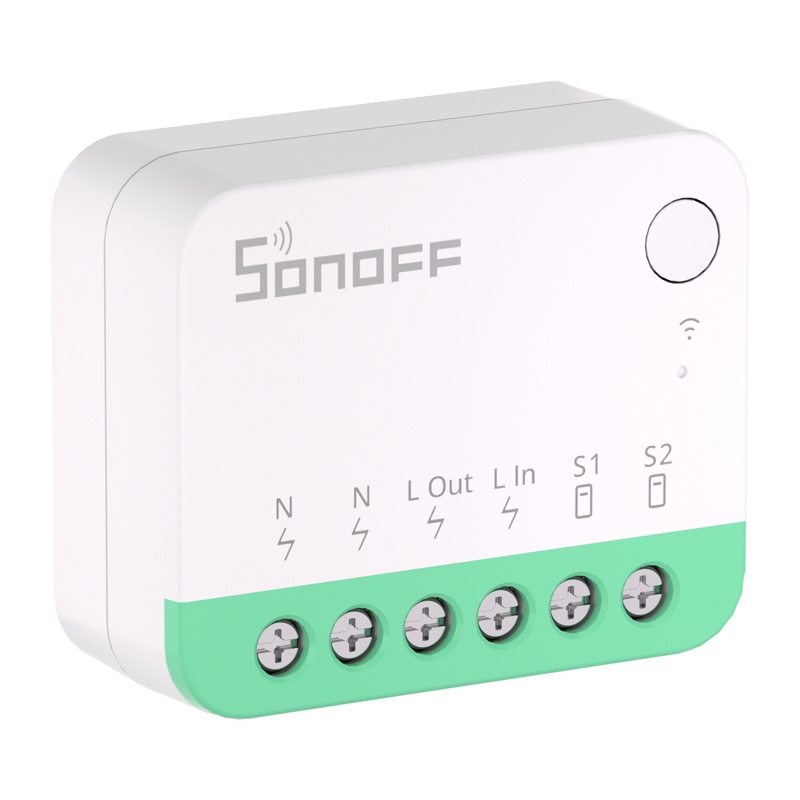Set 2 relee smart SONOFF MINIR4M Matter, WiFi, 10 A, montaj în doză, Apple Home, Google Home, Alexa