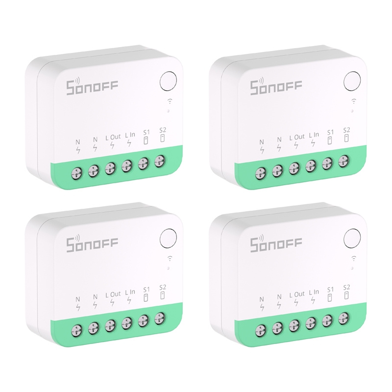 Set 4 relee smart SONOFF MINIR4M Matter, WiFi, 10 A, montaj în doză, Apple Home, Google Home, Alexa