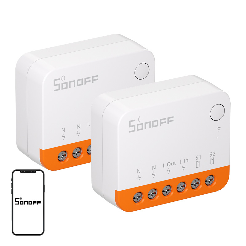 Set 2 relee smart WiFi SONOFF MINIR4 (MINI Extreme), 10 A, montaj în doză, eWeLink, Alexa, Google Home