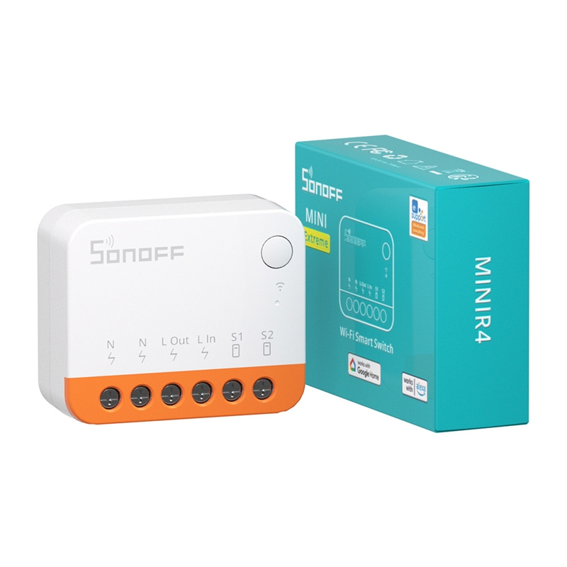 Set 2 relee smart WiFi SONOFF MINIR4 (MINI Extreme), 10 A, montaj în doză, eWeLink, Alexa, Google Home