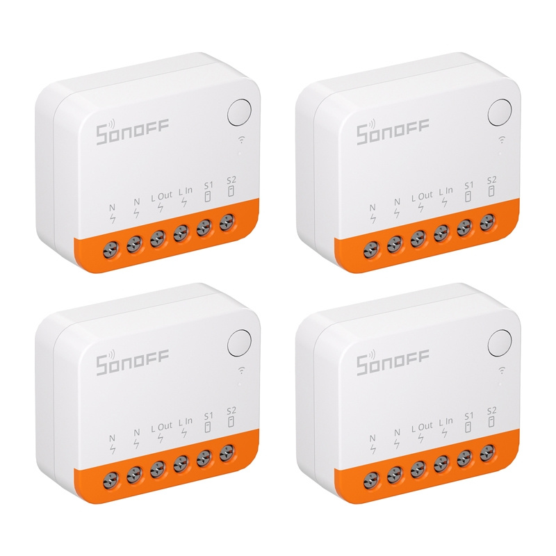 Set 4 relee smart WiFi SONOFF MINIR4 (MINI Extreme), 10 A, montaj în doză, eWeLink, Alexa, Google Home