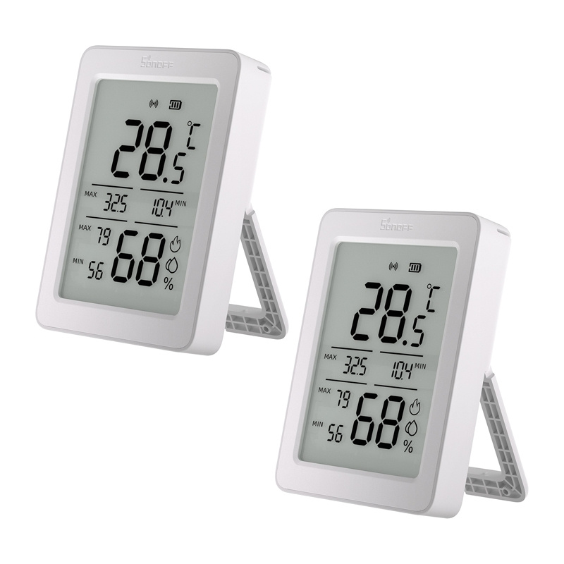 Set 2 senzori de temperatură și umiditate SONOFF AirGuard TH SNZB-02DR2, ecran LCD 3,6", Zigbee + Bluetooth