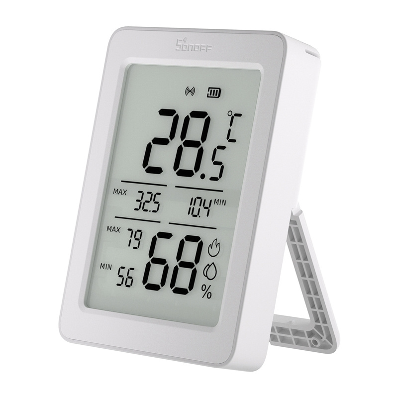 Set 2 senzori de temperatură și umiditate SONOFF AirGuard TH SNZB-02DR2, ecran LCD 3,6", Zigbee + Bluetooth