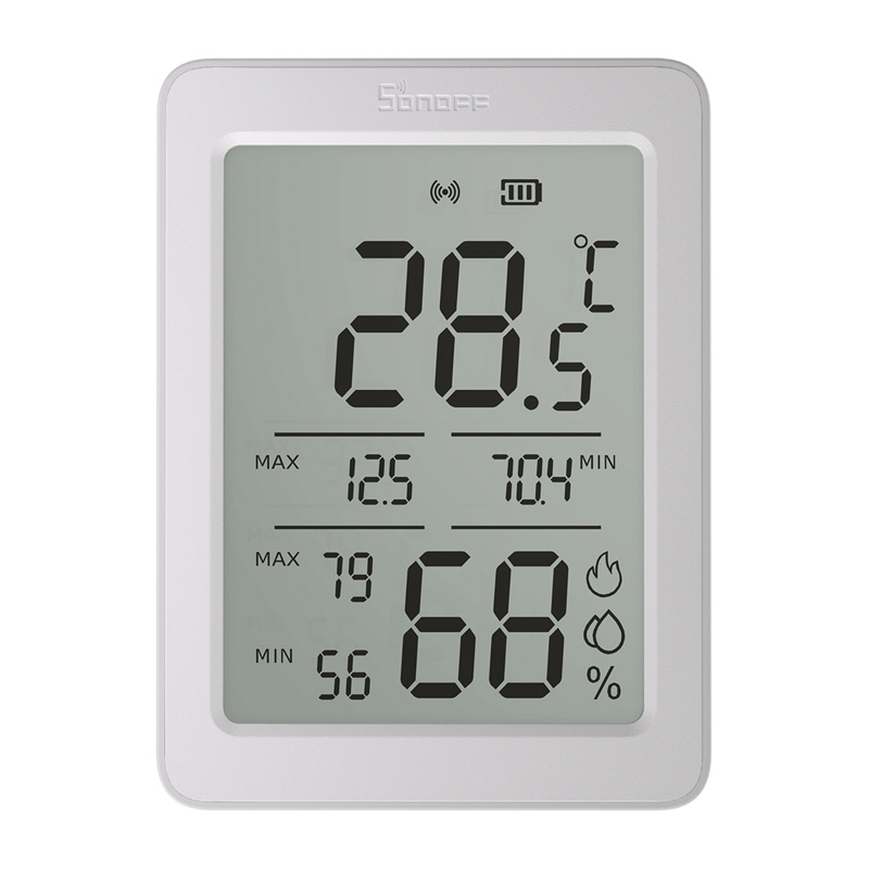 Set 2 senzori de temperatură și umiditate SONOFF AirGuard TH SNZB-02DR2, ecran LCD 3,6", Zigbee + Bluetooth