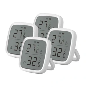 Set 4 senzori de temperatură și umiditate Zigbee SONOFF SNZB-02D, ecran LCD, ±0,2 °C, baterie CR2450