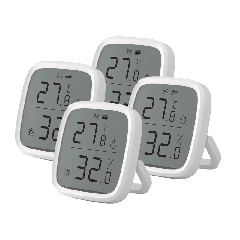 Set 4 senzori de temperatură și umiditate Zigbee SONOFF SNZB-02D, ecran LCD, ±0,2 °C, baterie CR2450