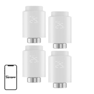 Set 4 capete termostatice smart Zigbee SONOFF TRVZB pentru calorifer, 4–35 °C, 6 adaptoare