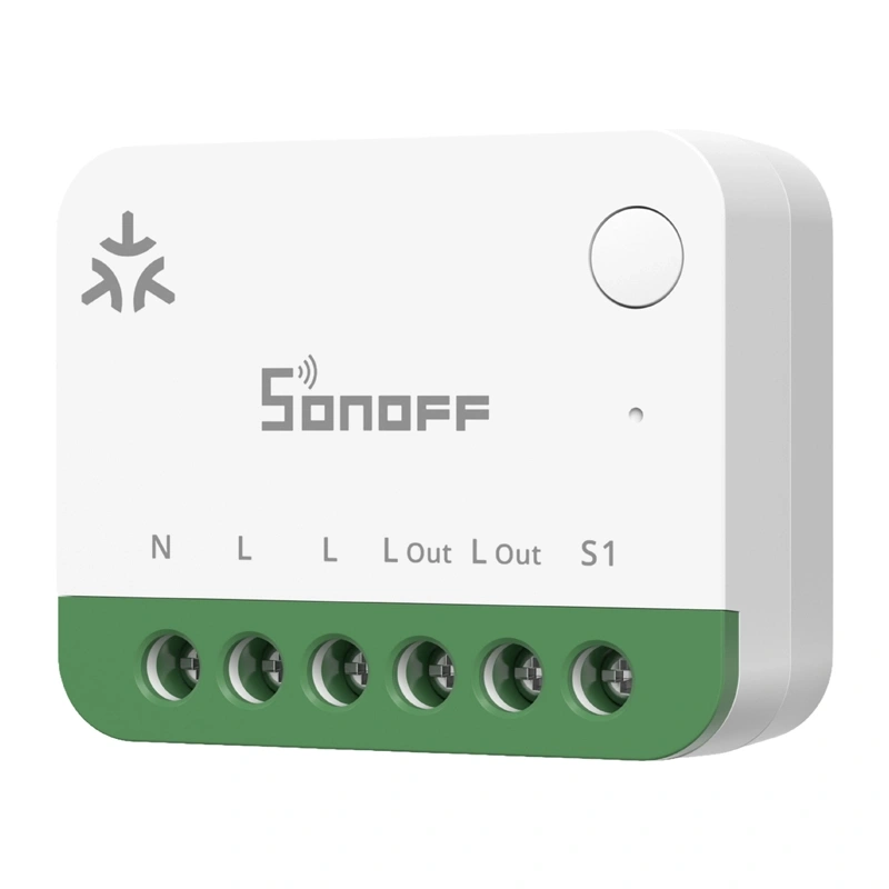 Releu smart WiFi SONOFF MINI ONE PM (MINI-1GSP), Matter, 16 A, măsurare consum bidirecțională, montaj în doză