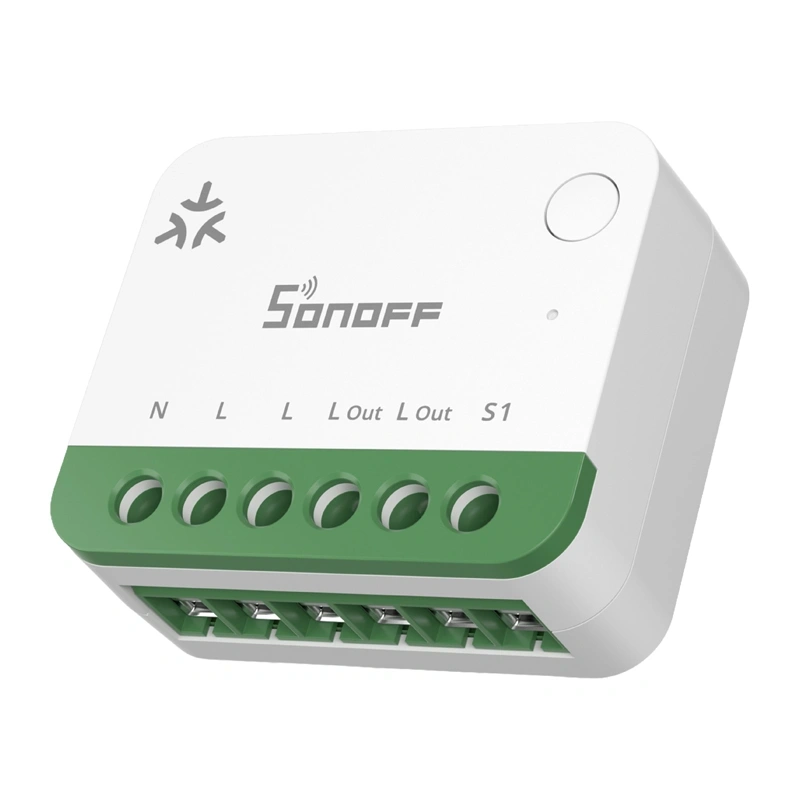 Releu smart WiFi SONOFF MINI ONE PM (MINI-1GSP), Matter, 16 A, măsurare consum bidirecțională, montaj în doză