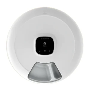 Hrănitor automat Petoneer NutriSpin cu tavă rotativă, 6 compartimente pentru hrană uscată sau umedă, ecran, Bluetooth și aplicație
