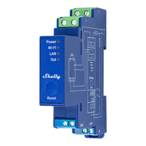 Dimmer smart Shelly Pro Dimmer 0/1-10V PM pe șină DIN, pentru drivere LED 0–10 V și 1–10 V, releu 16 A, WiFi și Ethernet, măsurare consum