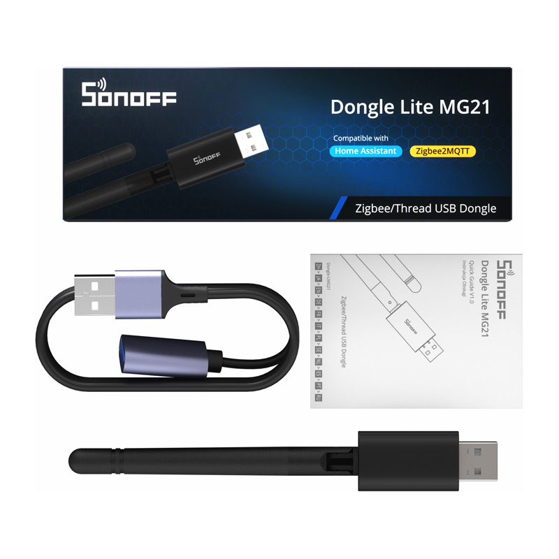 Stick USB Zigbee și Thread SONOFF Dongle-LMG21 (Dongle Lite MG21), EFR32MG21, antenă externă, prelungitor USB, pentru Home Assistant