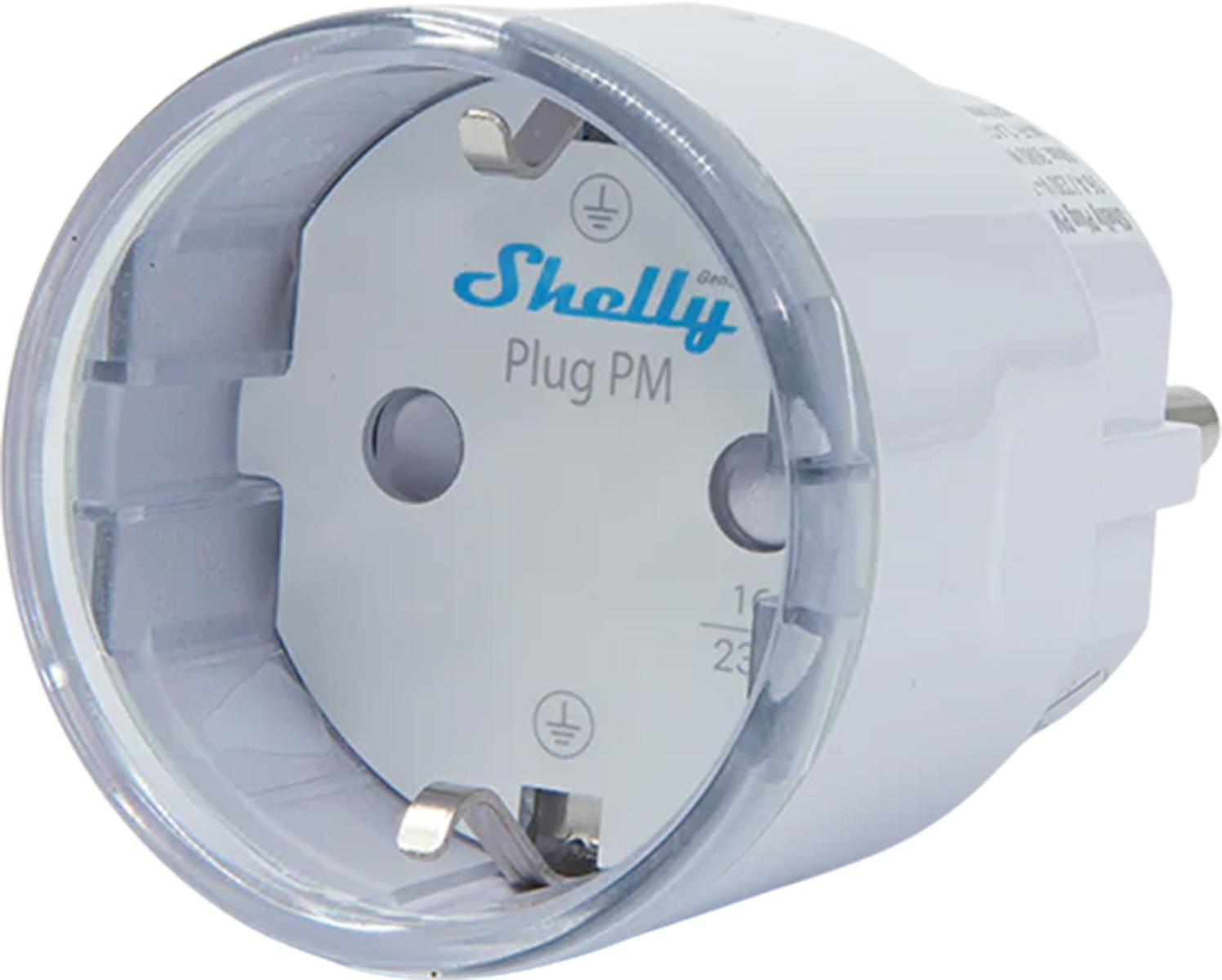Priză contor de energie Shelly Plug PM Gen3, 16 A / 3680 W, fără releu, WiFi, Bluetooth și Matter, gateway BLU, albă