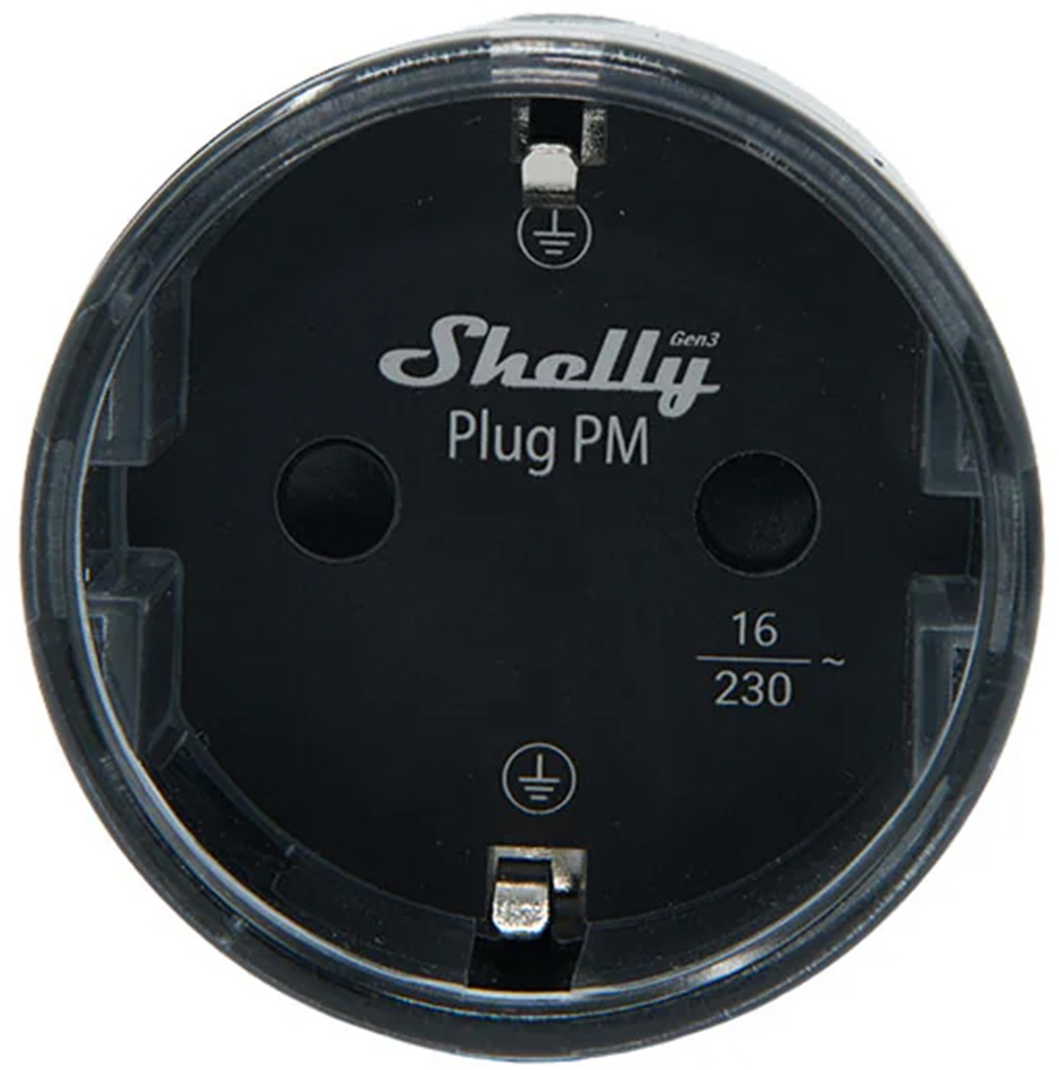 Priză contor de energie Shelly Plug PM Gen3, 16 A / 3680 W, fără releu, WiFi, Bluetooth și Matter, gateway BLU, neagră
