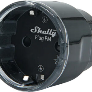 Priză contor de energie Shelly Plug PM Gen3, 16 A / 3680 W, fără releu, WiFi, Bluetooth și Matter, gateway BLU, neagră