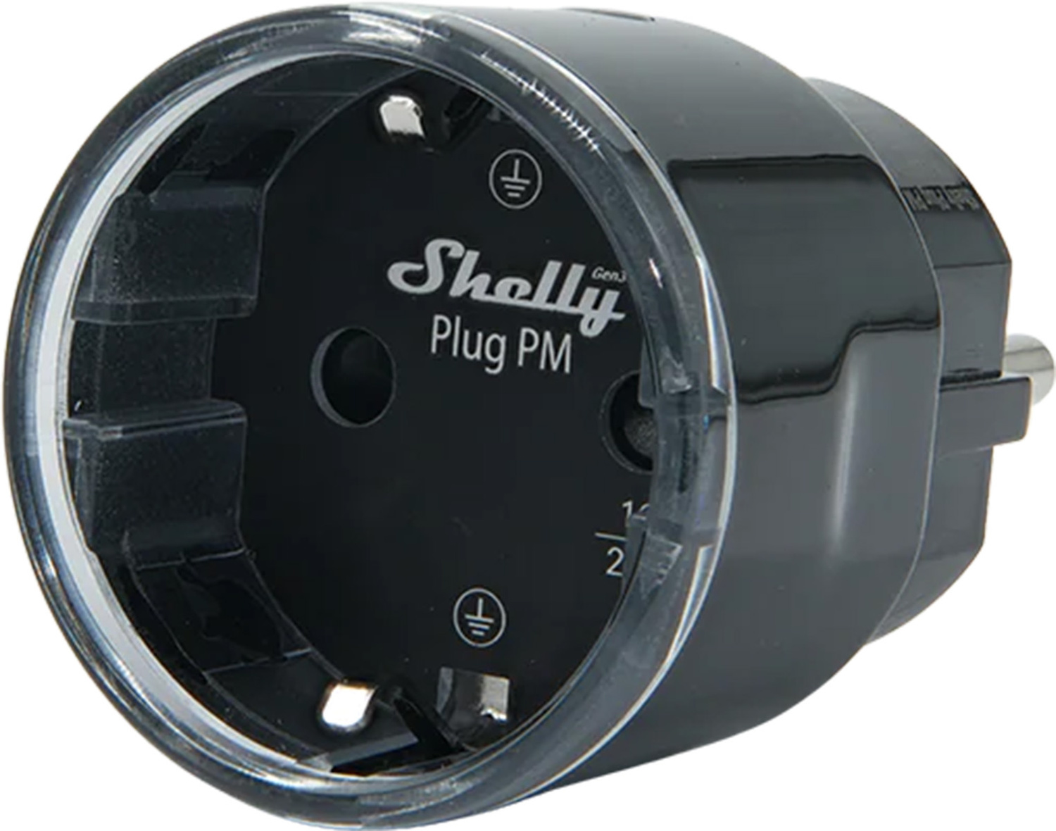 Priză contor de energie Shelly Plug PM Gen3, 16 A / 3680 W, fără releu, WiFi, Bluetooth și Matter, gateway BLU, neagră