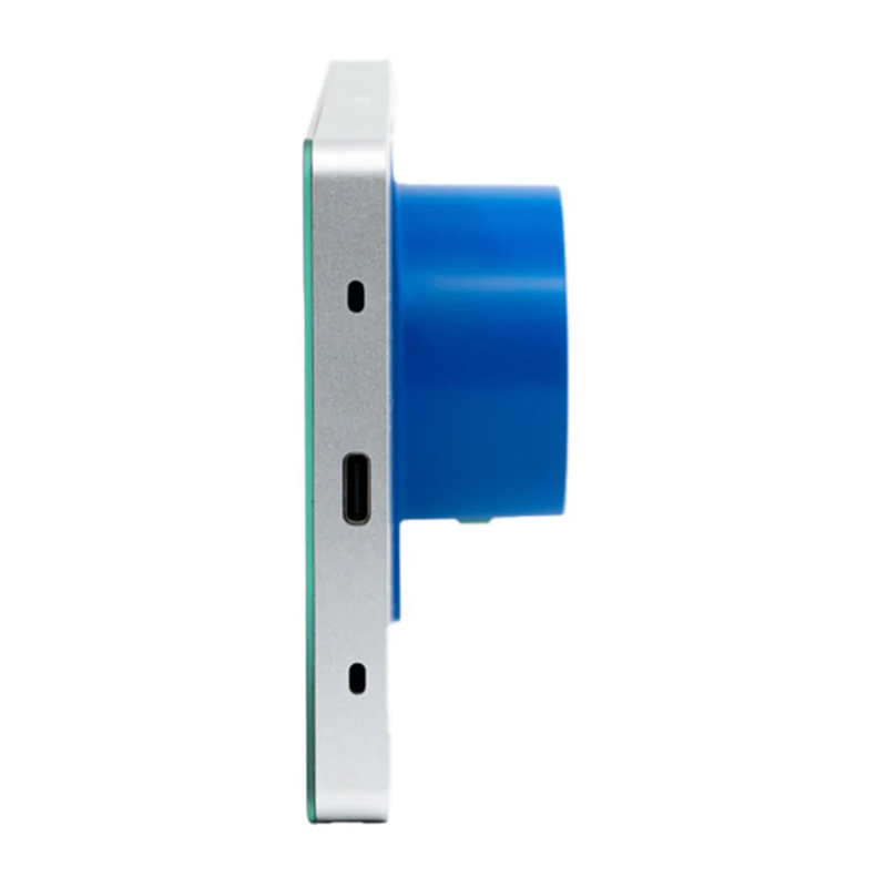 Panou de control smart Shelly Wall Display X2i, ecran tactil 6,95″, Android 11, WiFi 6 dual-band, releu 5 A, bază interschimbabilă, argintiu