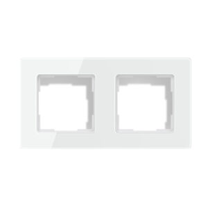 Ramă dublă din sticlă Avatto TS20 pentru 2 module de 55 × 55 mm, 151 × 80 mm, albă