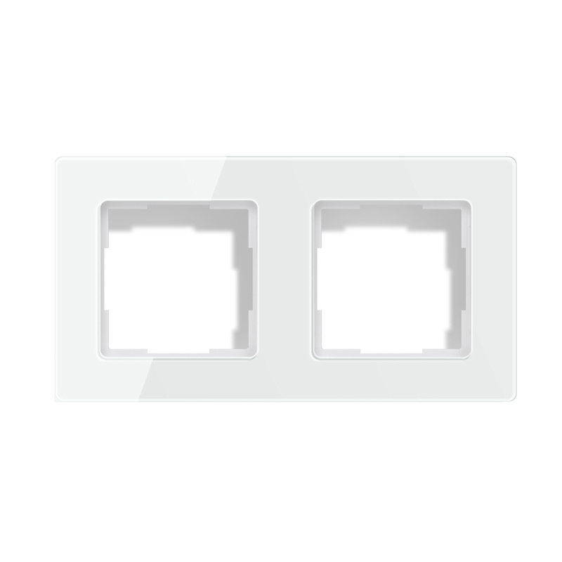 Ramă dublă din sticlă Avatto TS20 pentru 2 module de 55 × 55 mm, 151 × 80 mm, albă