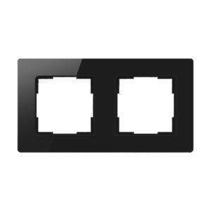 Ramă dublă din sticlă Avatto TS20 pentru 2 module de 55 × 55 mm, 151 × 80 mm, neagră