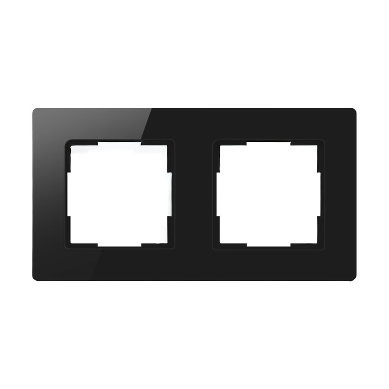Ramă dublă din sticlă Avatto TS20 pentru 2 module de 55 × 55 mm, 151 × 80 mm, neagră