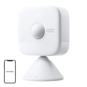 Senzor de prezență SwitchBot cu radar mmWave, PIR și senzor de lumină, prezență statică până la 5 m, Bluetooth, 2 × AAA