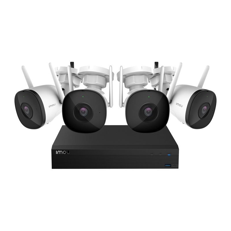 Kit supraveghere WiFi IMOU Kit Pro: NVR cu 4 canale, 4 camere bullet 2 MP de exterior, HDD 1 TB inclus, IP67, sirenă 110 dB