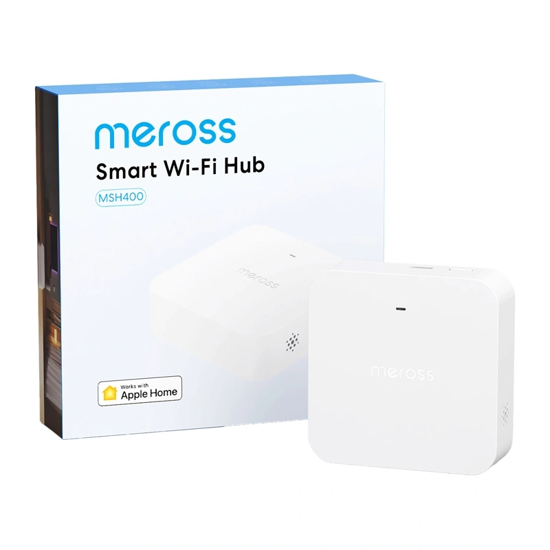 Hub smart Meross MSH400HK pentru senzori și capete termostatice Meross, 433 MHz, până la 24 de dispozitive, sirenă 110 dB, Apple HomeKit