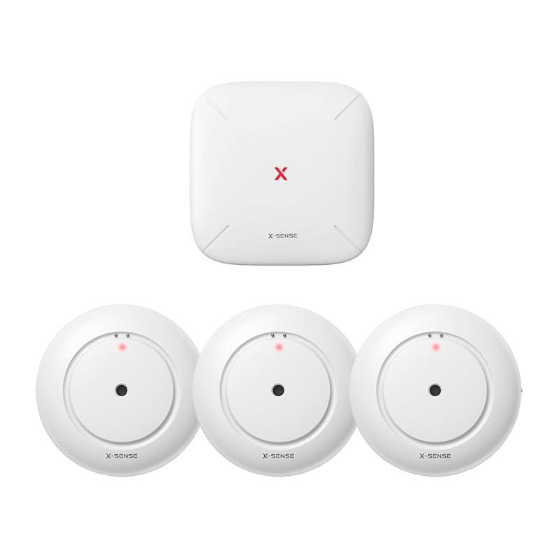 Kit senzori de inundații X-Sense SWS54: 3 senzori SWS51 cu sirenă 110 dB și stație de bază SBS50 WiFi, alertă pe telefon, IP66
