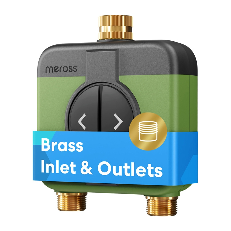 Programator irigații smart Meross MST200 cu 2 zone, pentru robinetul de grădină, 433 MHz, amânare pe ploaie, IP66, necesită hub Meross