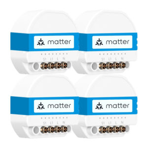 Set 4 relee smart WiFi Meross MSS815MA pentru doză, Matter, 10 A, măsurare consum, se montează în spatele întrerupătorului