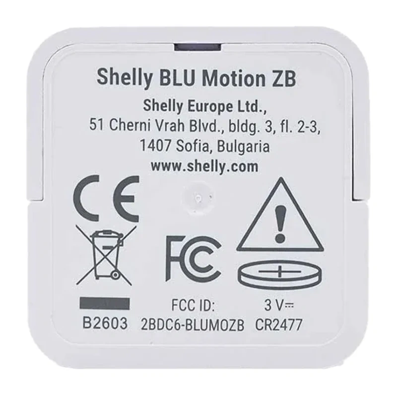 Senzor de mișcare Shelly BLU Motion ZB, PIR cu sensibilitate reglabilă și senzor de lumină, Bluetooth și Zigbee, baterie aprox. 5 ani, alb